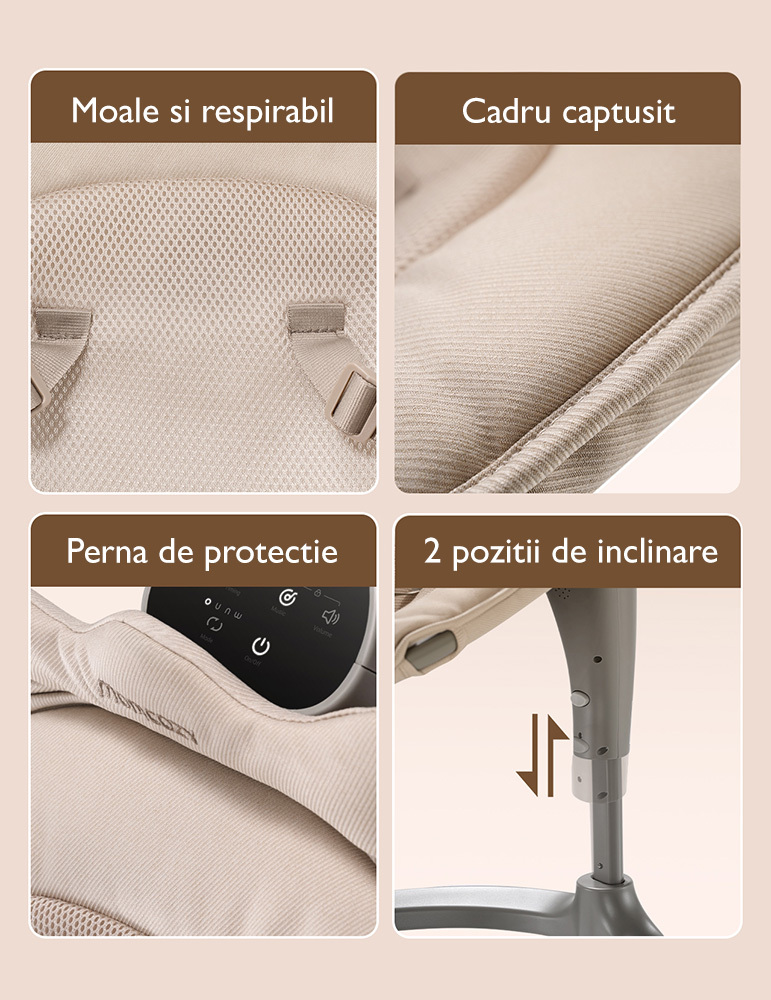 Descriere Balansoar electric Momcozy CocoSway cu miscare 3D
